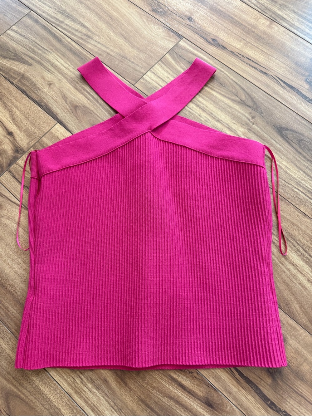 Bailey 44 Hot Pink Ribbed Crossback Tank Top - Picture 1 of 2